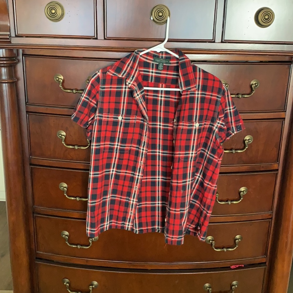 Ralph Lauren vintage polo flannel red white and blue size women’s medium